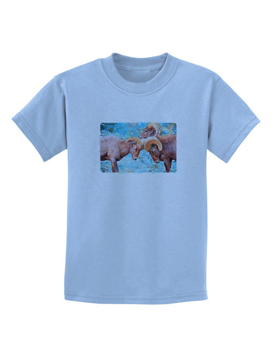 CO Bighorn Head Butt Watercolor Childrens T-Shirt-Childrens T-Shirt-TooLoud-Light-Blue-X-Small-Davson Sales