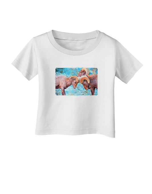 CO Bighorn Head Butt Watercolor Infant T-Shirt-Infant T-Shirt-TooLoud-White-06-Months-Davson Sales