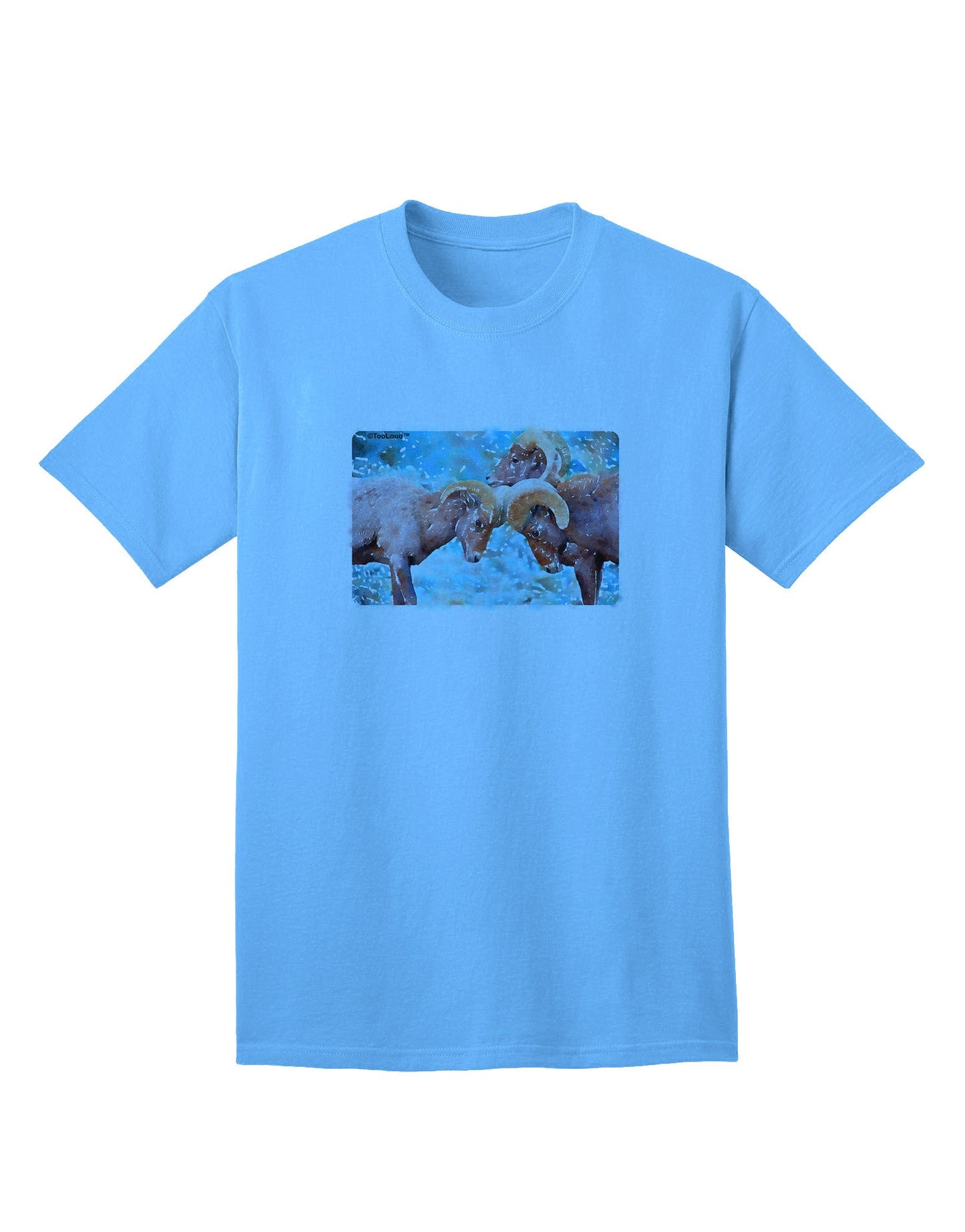 CO Bighorn Head Butt Watercolor - Premium Adult T-Shirt Collection-Mens T-shirts-TooLoud-Aquatic-Blue-Small-Davson Sales