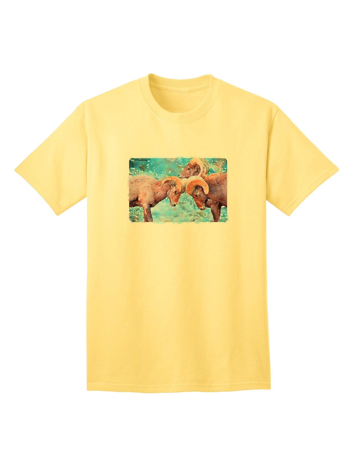 CO Bighorn Head Butt Watercolor - Premium Adult T-Shirt Collection-Mens T-shirts-TooLoud-Yellow-Small-Davson Sales