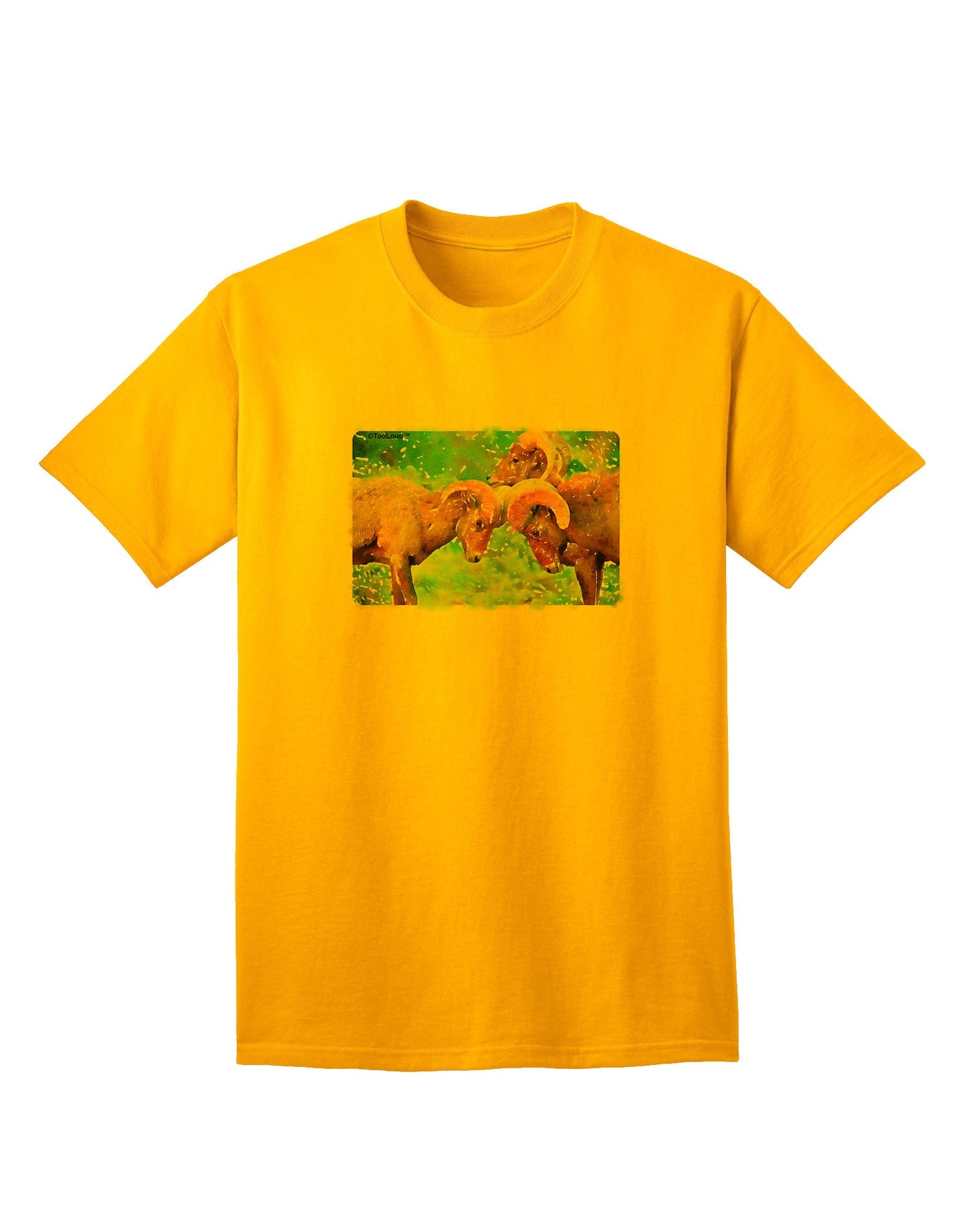 CO Bighorn Head Butt Watercolor - Premium Adult T-Shirt Collection-Mens T-shirts-TooLoud-Gold-Small-Davson Sales