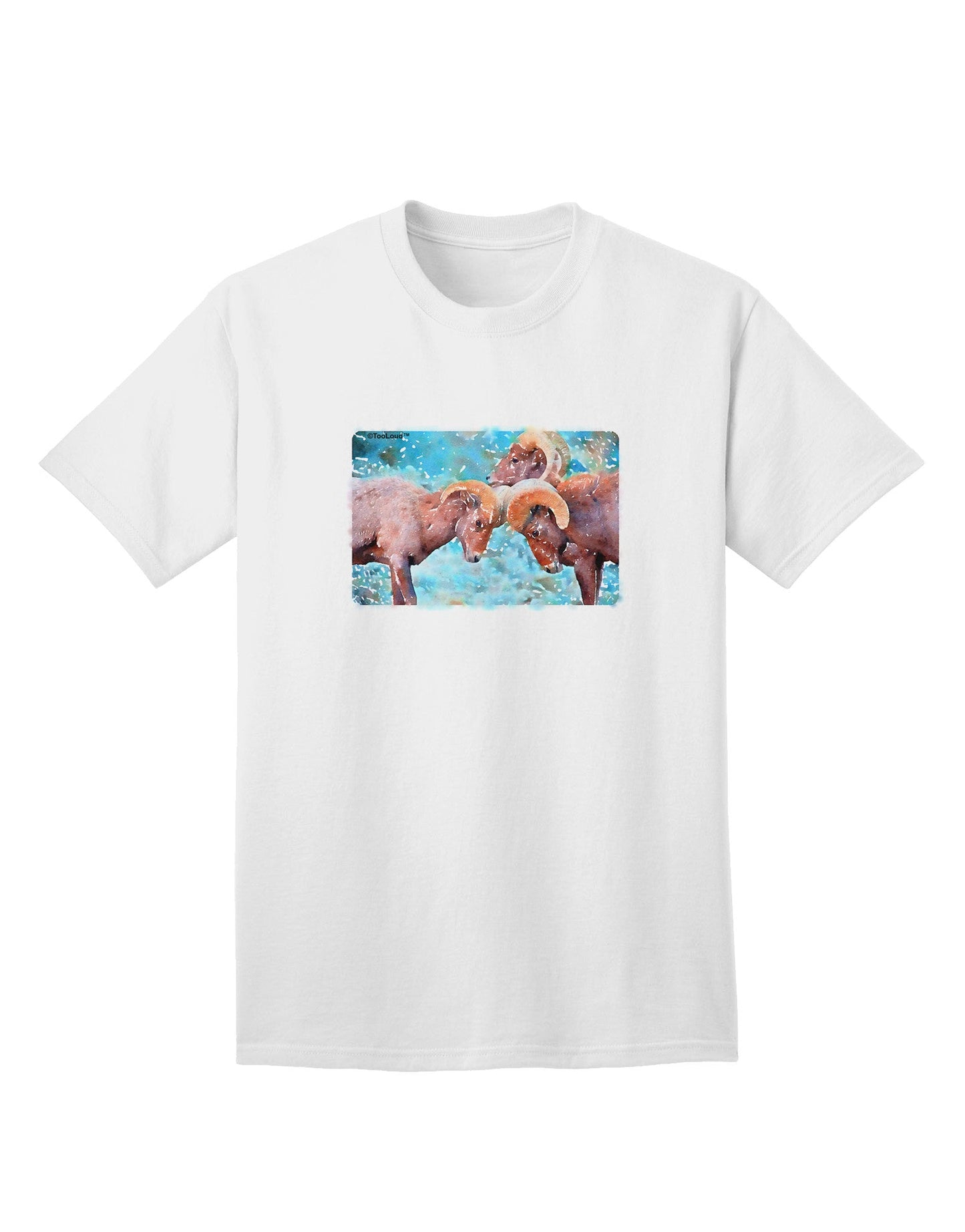 CO Bighorn Head Butt Watercolor - Premium Adult T-Shirt Collection-Mens T-shirts-TooLoud-White-Small-Davson Sales