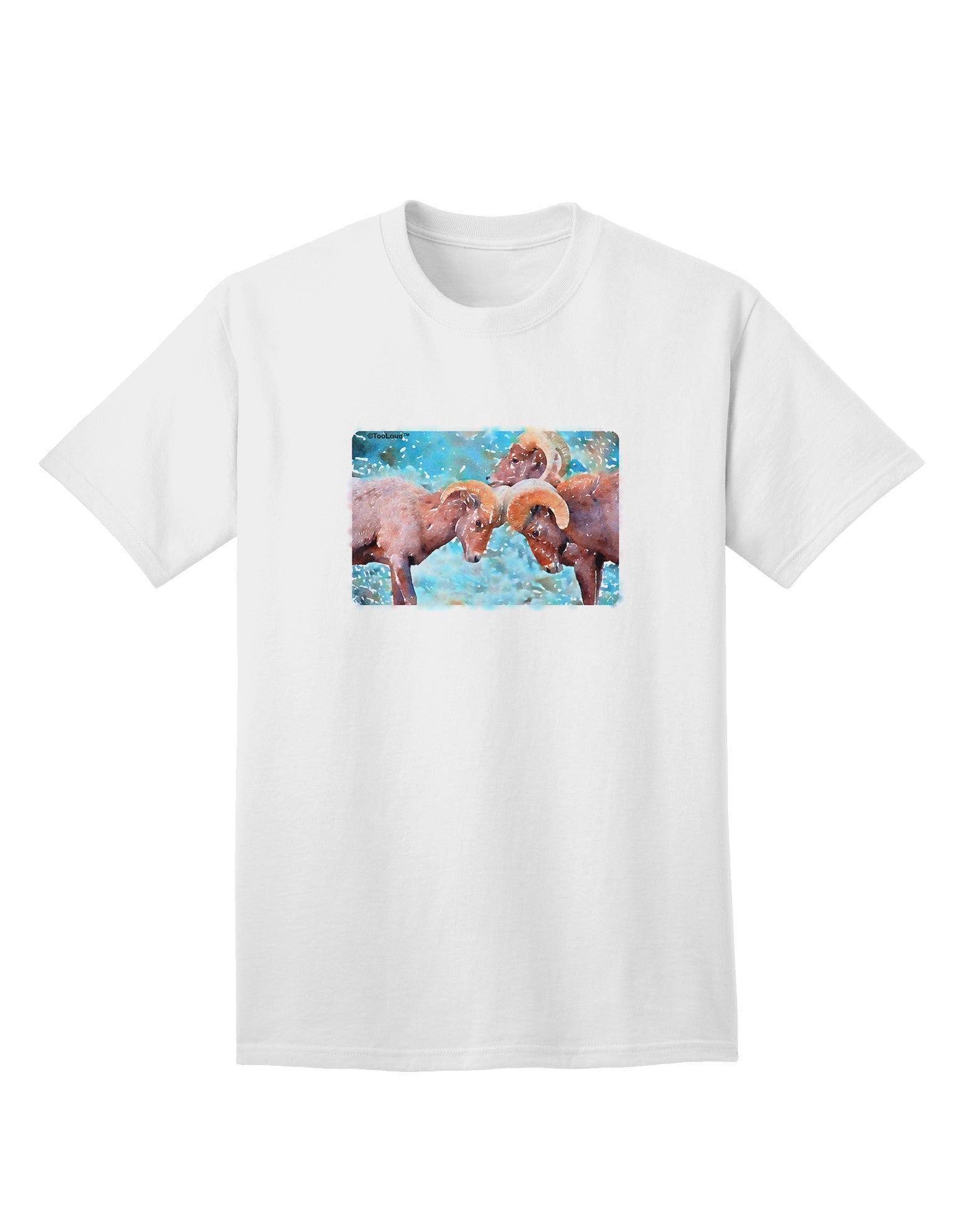 CO Bighorn Head Butt Watercolor - Premium Adult T-Shirt Collection-Mens T-shirts-TooLoud-White-Small-Davson Sales