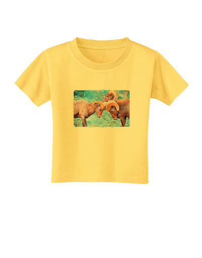 CO Bighorn Head Butt Watercolor Toddler T-Shirt-Toddler T-Shirt-TooLoud-Yellow-2T-Davson Sales