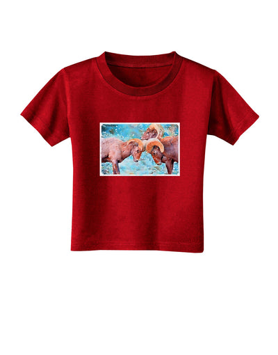 CO Bighorn Head Butt Watercolor Toddler T-Shirt Dark-Toddler T-Shirt-TooLoud-Red-2T-Davson Sales