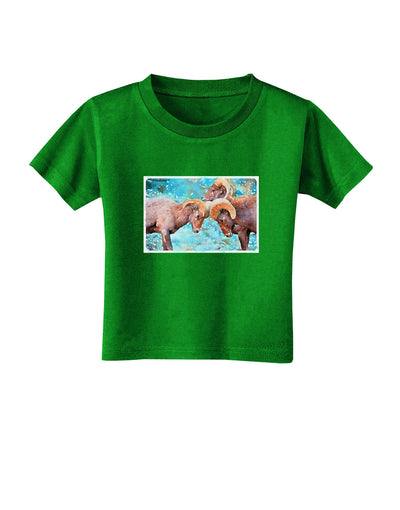 CO Bighorn Head Butt Watercolor Toddler T-Shirt Dark-Toddler T-Shirt-TooLoud-Clover-Green-2T-Davson Sales