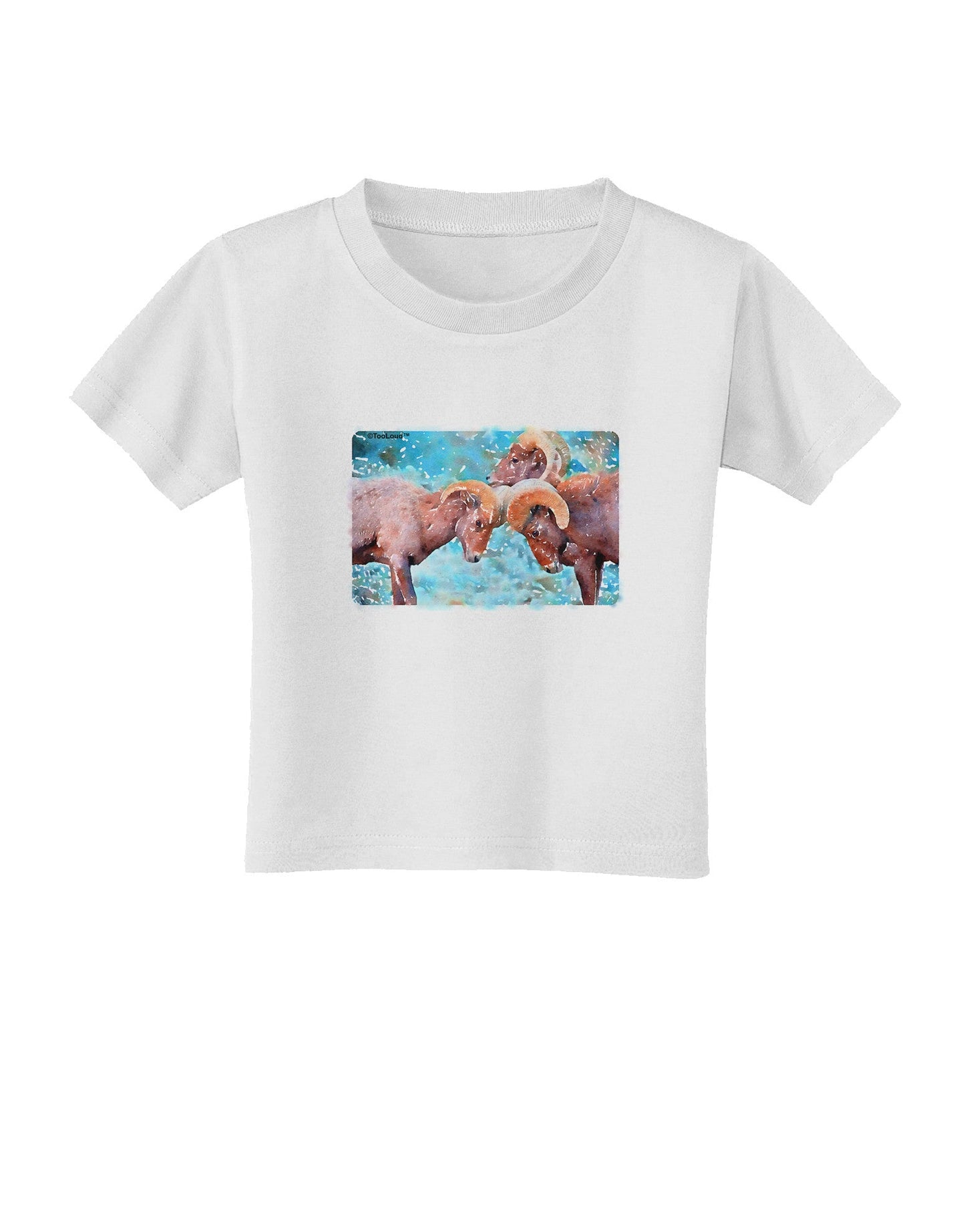 CO Bighorn Head Butt Watercolor Toddler T-Shirt-Toddler T-Shirt-TooLoud-White-2T-Davson Sales