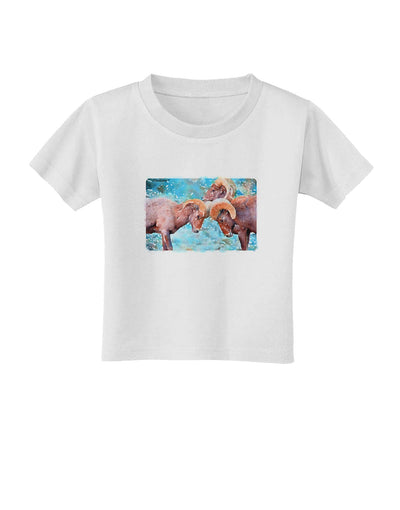 CO Bighorn Head Butt Watercolor Toddler T-Shirt-Toddler T-Shirt-TooLoud-White-2T-Davson Sales