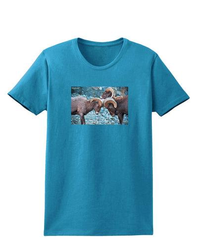 CO Bighorn Head Butt Womens Dark T-Shirt-TooLoud-Turquoise-X-Small-Davson Sales