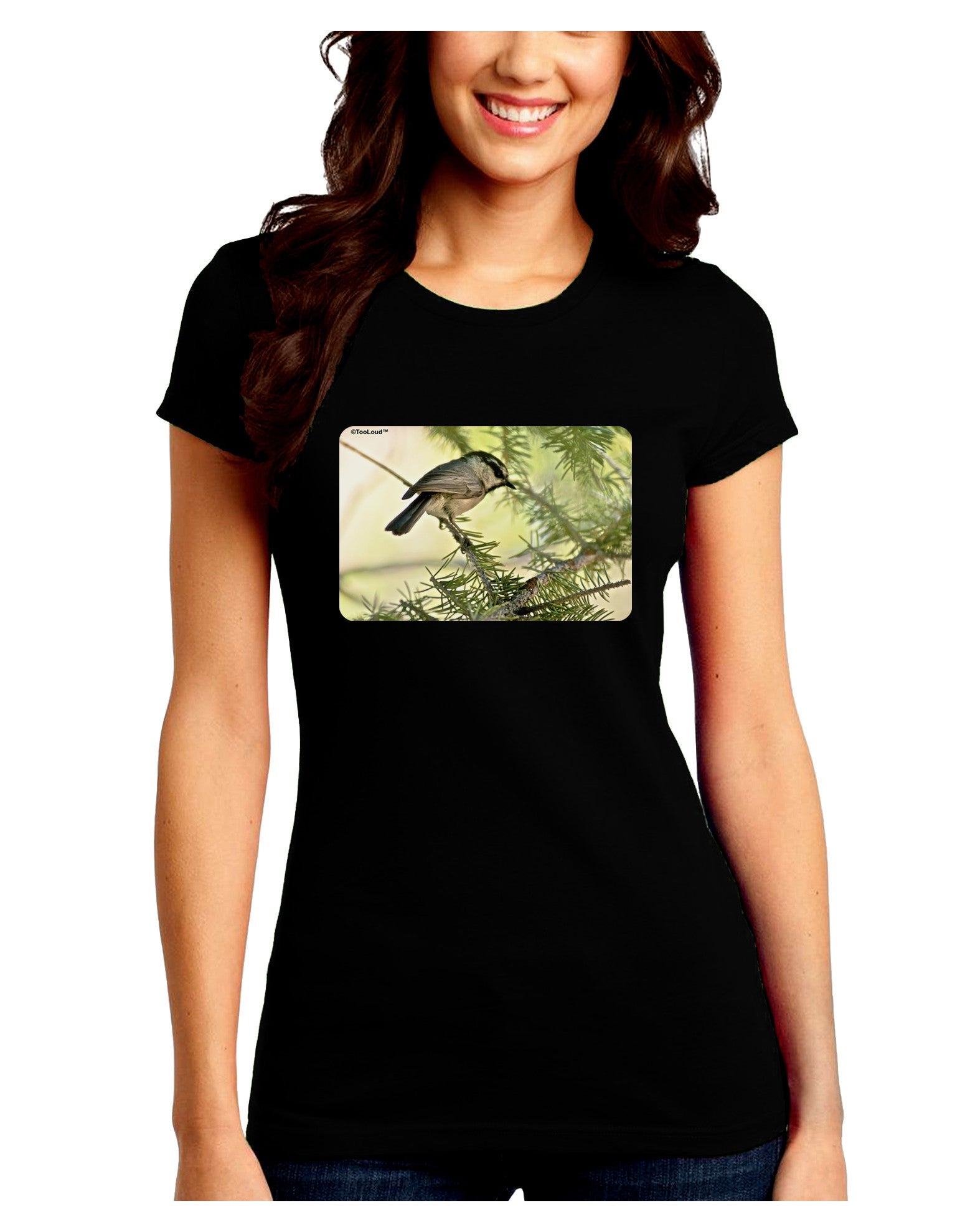 CO Chickadee Juniors Petite Crew Dark T-Shirt-T-Shirts Juniors Tops-TooLoud-Black-Juniors Fitted Small-Davson Sales