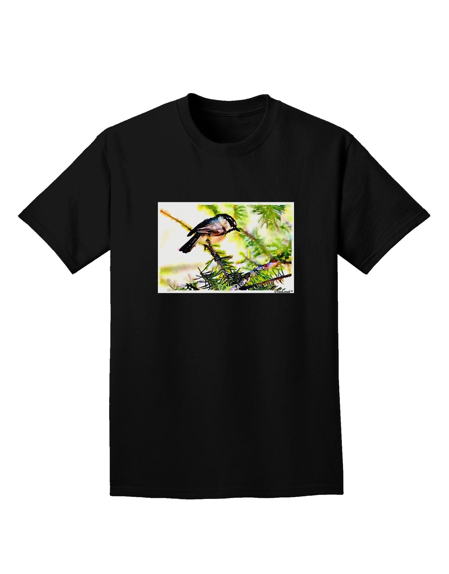 CO Chickadee Watercolor Adult Dark T-Shirt-Mens T-Shirt-TooLoud-Black-Small-Davson Sales