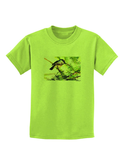 CO Chickadee Watercolor Childrens T-Shirt-Childrens T-Shirt-TooLoud-Lime-Green-X-Small-Davson Sales