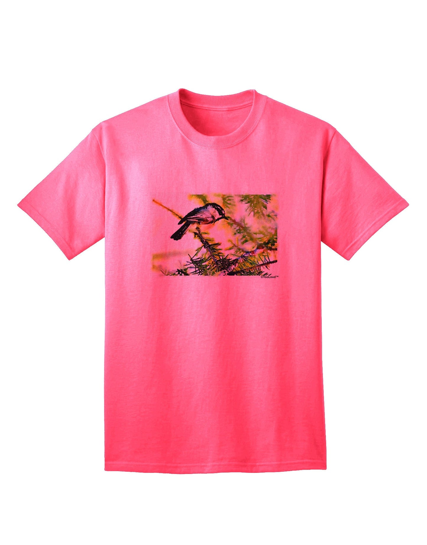 CO Chickadee Watercolor - Premium Adult T-Shirt Collection-Mens T-shirts-TooLoud-Neon-Pink-Small-Davson Sales