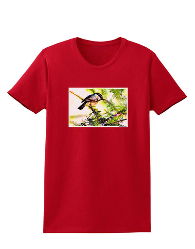 CO Chickadee Watercolor Womens Dark T-Shirt-TooLoud-Red-X-Small-Davson Sales