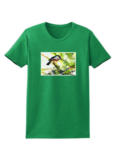 CO Chickadee Watercolor Womens Dark T-Shirt-TooLoud-Kelly-Green-X-Small-Davson Sales