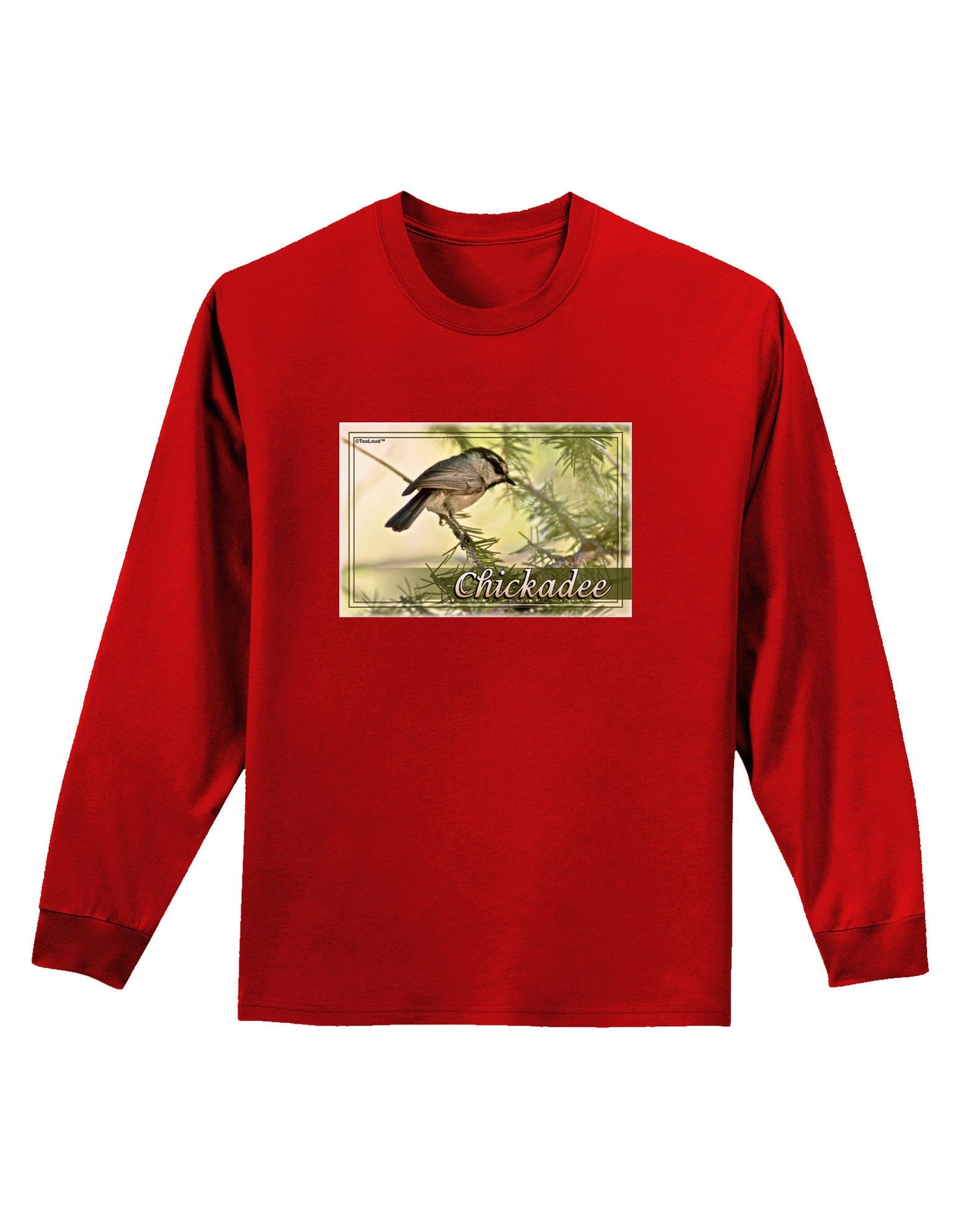 CO Chickadee with Text Adult Long Sleeve Dark T-Shirt-TooLoud-Red-Small-Davson Sales