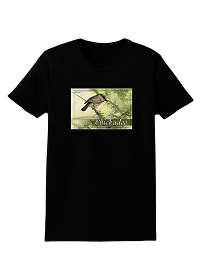 CO Chickadee with Text Womens Dark T-Shirt-TooLoud-Black-X-Small-Davson Sales