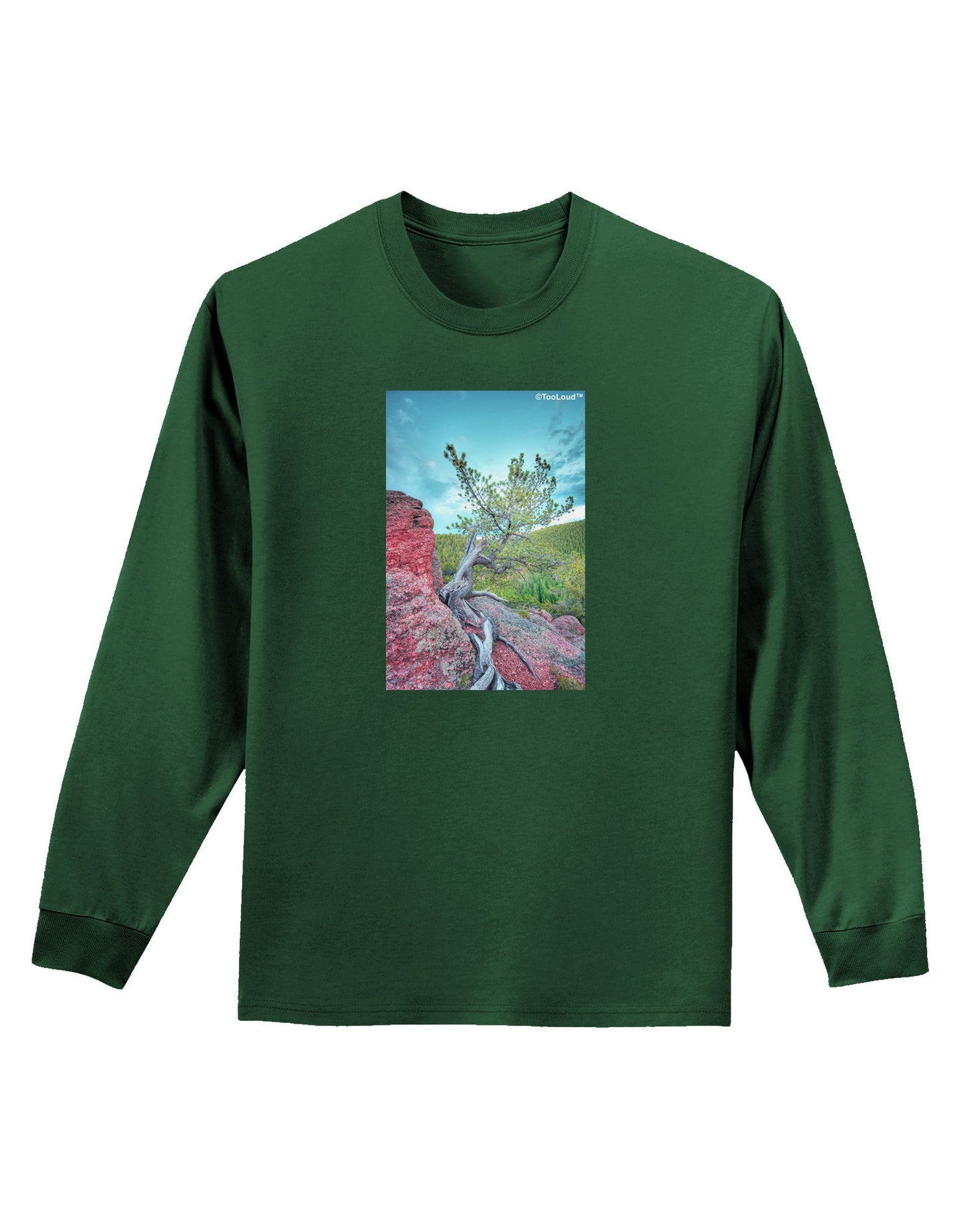 CO Cliffside Tree Adult Long Sleeve Dark T-Shirt-TooLoud-Dark-Green-Small-Davson Sales