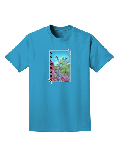CO Cliffside Tree Text Adult Dark T-Shirt-Mens T-Shirt-TooLoud-Turquoise-Small-Davson Sales