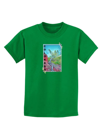 CO Cliffside Tree Text Childrens Dark T-Shirt-Childrens T-Shirt-TooLoud-Kelly-Green-X-Small-Davson Sales
