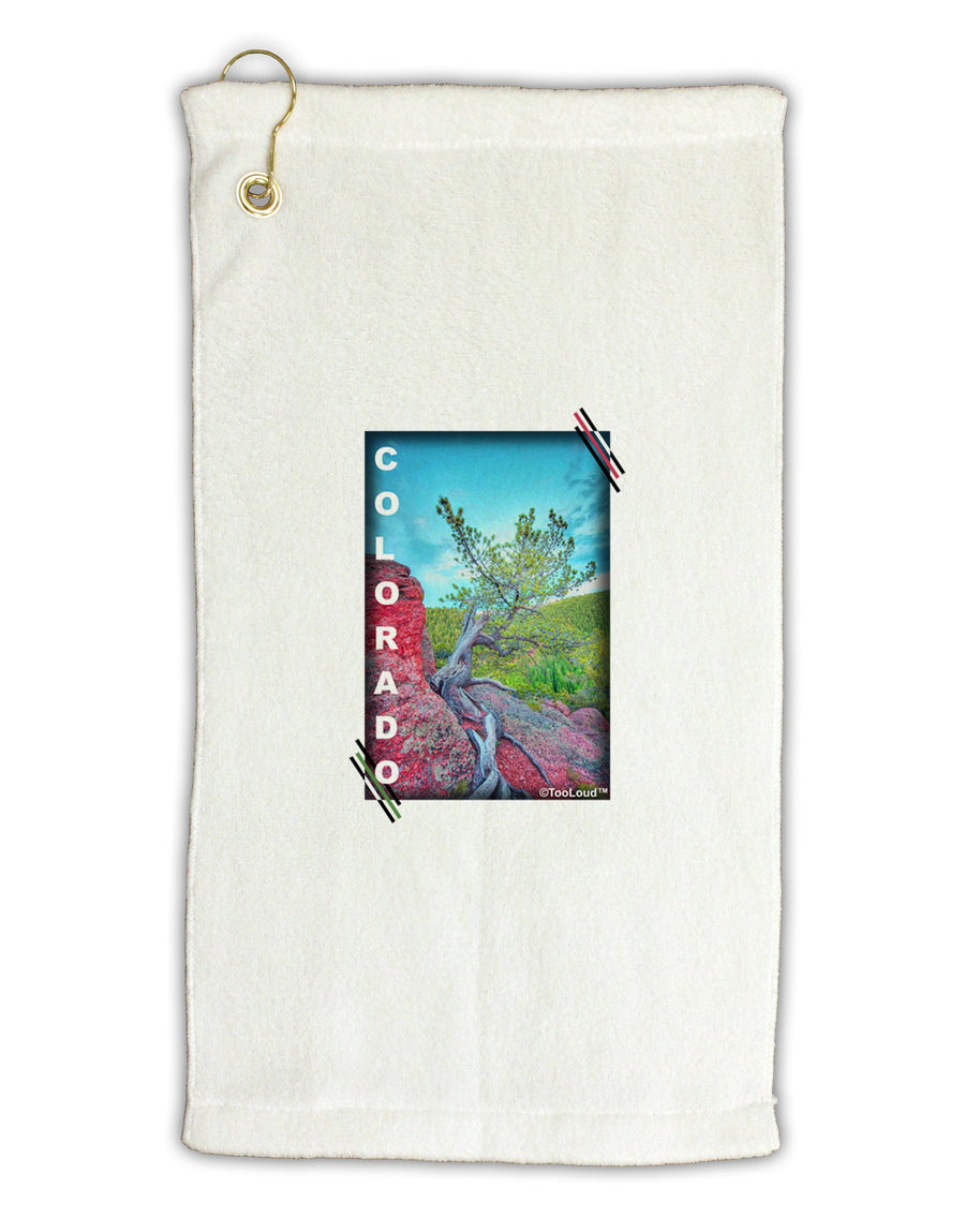 CO Cliffside Tree Text Micro Terry Gromet Golf Towel 16 x 25 inch-Golf Towel-TooLoud-White-Davson Sales