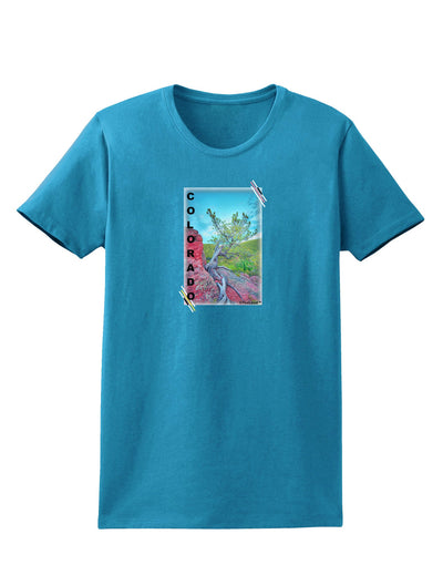 CO Cliffside Tree Text Womens Dark T-Shirt-TooLoud-Turquoise-X-Small-Davson Sales