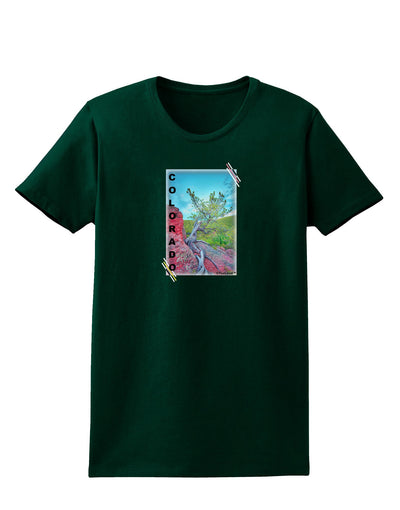 CO Cliffside Tree Text Womens Dark T-Shirt-TooLoud-Forest-Green-Small-Davson Sales