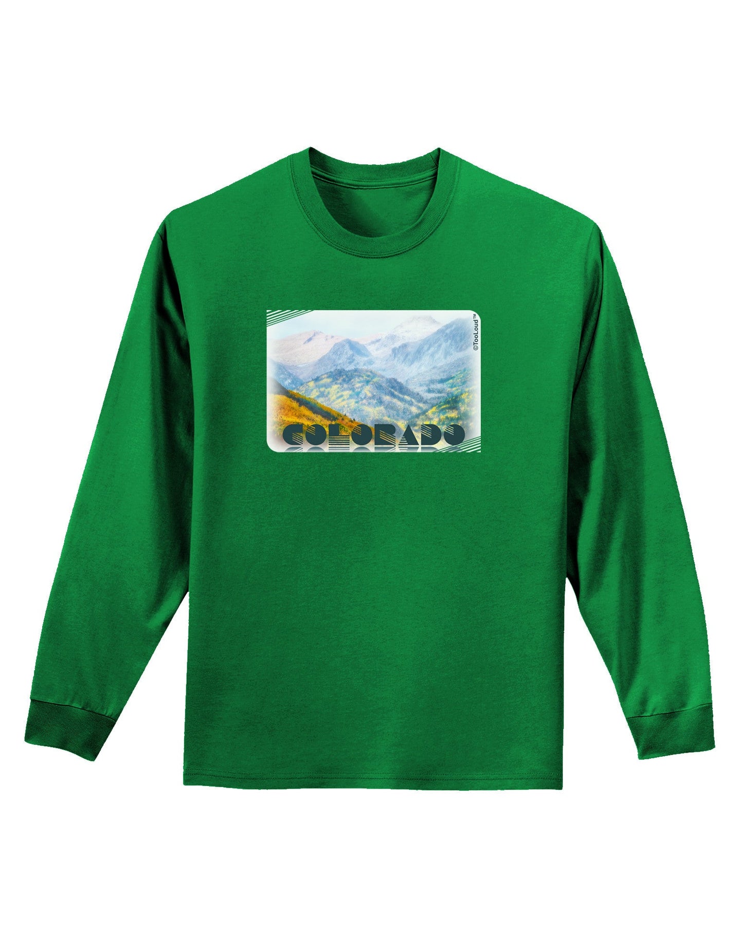 CO Fog Mountains Text Adult Long Sleeve Dark T-Shirt-TooLoud-Kelly-Green-Small-Davson Sales