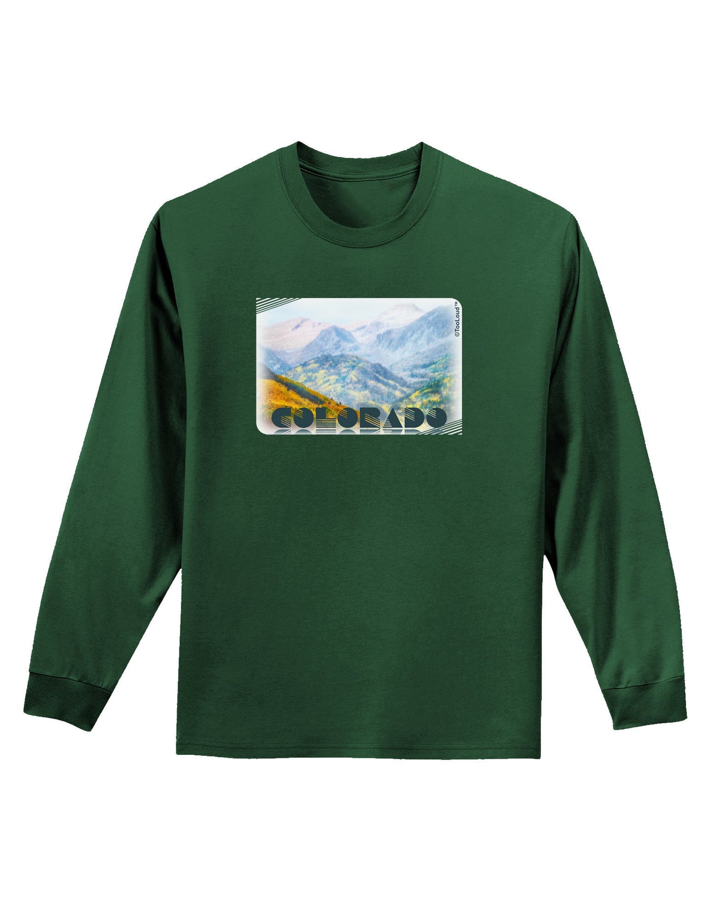 CO Fog Mountains Text Adult Long Sleeve Dark T-Shirt-TooLoud-Dark-Green-Small-Davson Sales