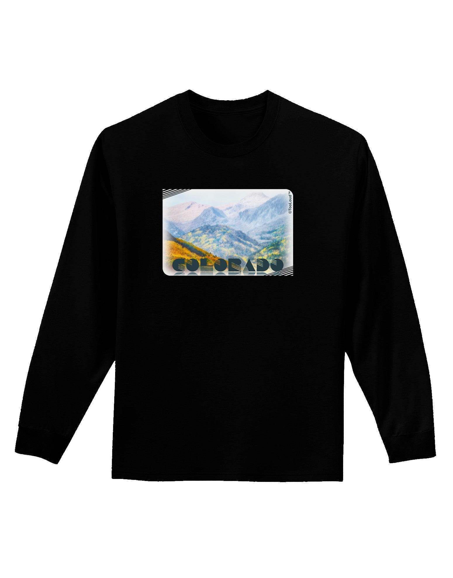 CO Fog Mountains Text Adult Long Sleeve Dark T-Shirt-TooLoud-Black-Small-Davson Sales