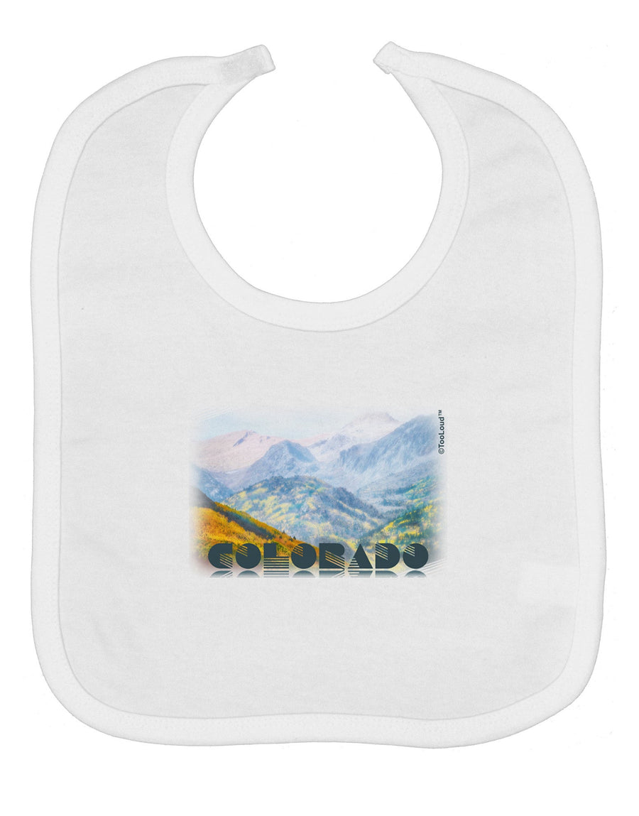 CO Fog Mountains Text Baby Bib