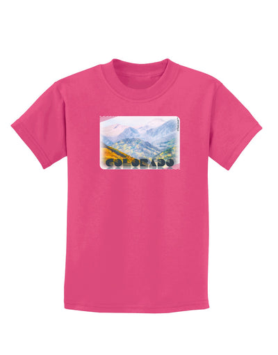 CO Fog Mountains Text Childrens Dark T-Shirt-Childrens T-Shirt-TooLoud-Sangria-X-Small-Davson Sales