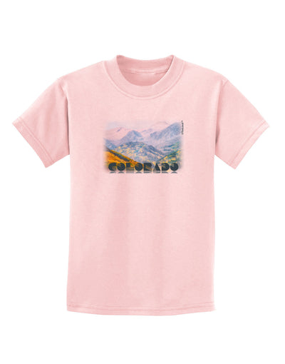 CO Fog Mountains Text Childrens T-Shirt-Childrens T-Shirt-TooLoud-PalePink-X-Small-Davson Sales