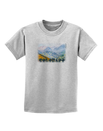 CO Fog Mountains Text Childrens T-Shirt-Childrens T-Shirt-TooLoud-AshGray-X-Small-Davson Sales