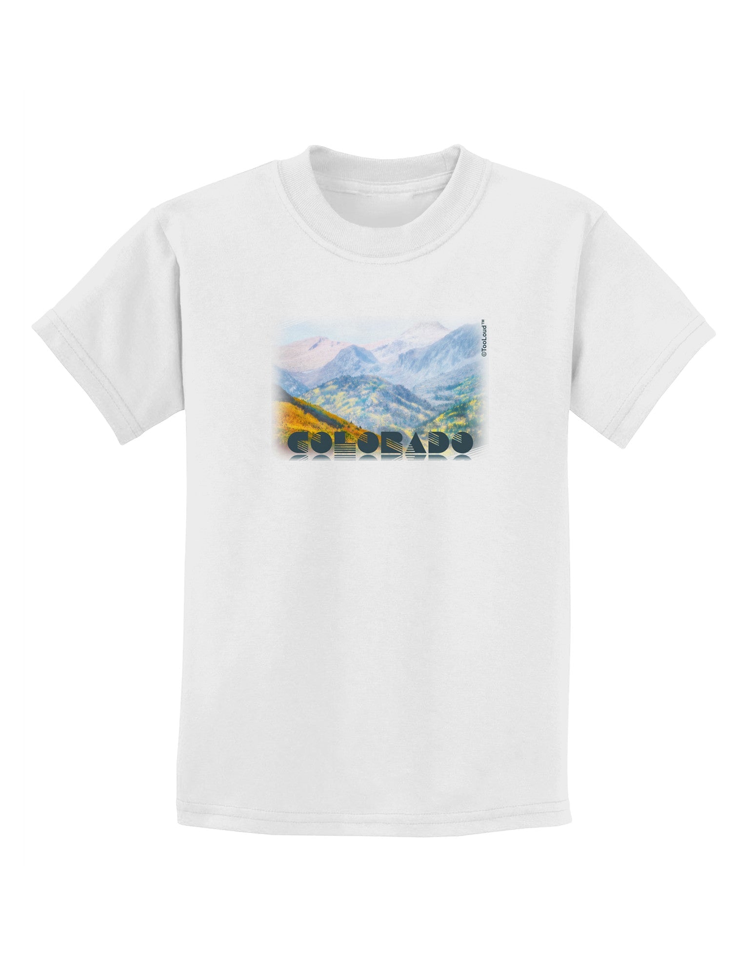CO Fog Mountains Text Childrens T-Shirt-Childrens T-Shirt-TooLoud-White-X-Small-Davson Sales