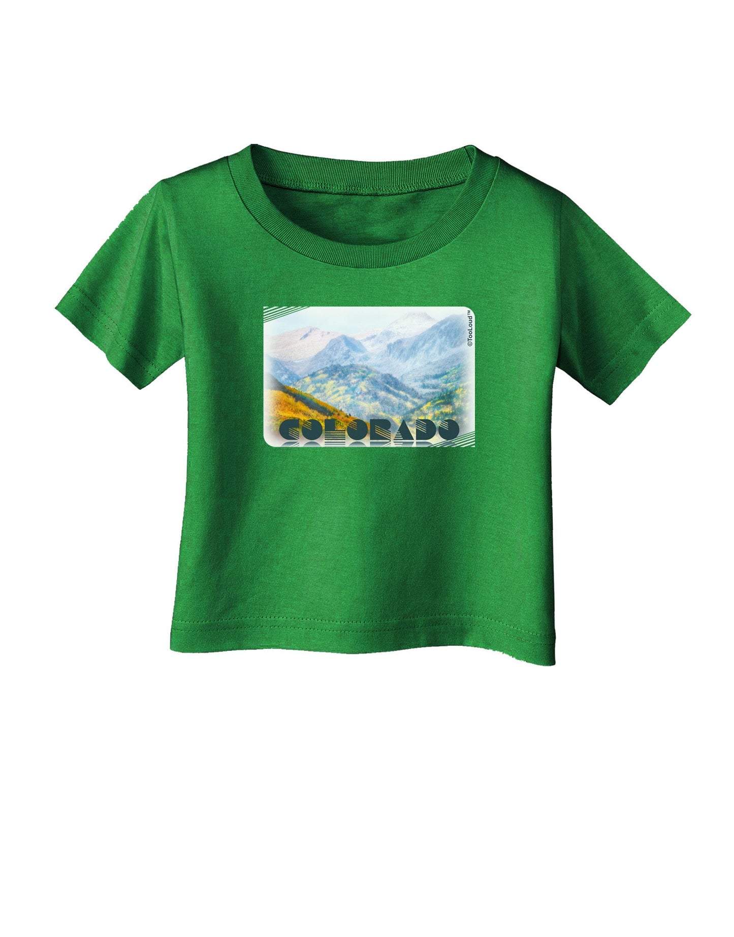 CO Fog Mountains Text Infant T-Shirt Dark-Infant T-Shirt-TooLoud-Clover-Green-06-Months-Davson Sales