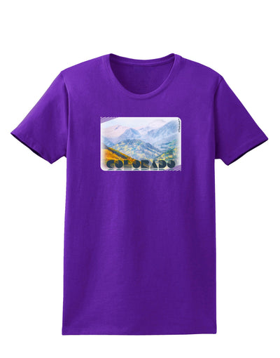 CO Fog Mountains Text Womens Dark T-Shirt-TooLoud-Purple-X-Small-Davson Sales