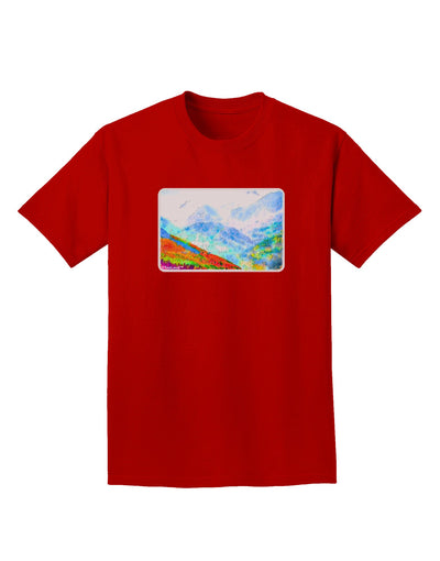 CO Fog Mountains Watercolor Adult Dark T-Shirt-Mens T-Shirt-TooLoud-Red-Small-Davson Sales