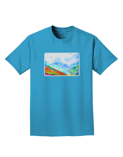 CO Fog Mountains Watercolor Adult Dark T-Shirt-Mens T-Shirt-TooLoud-Turquoise-Small-Davson Sales