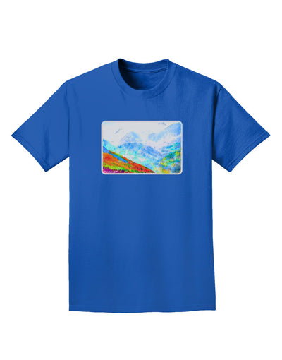 CO Fog Mountains Watercolor Adult Dark T-Shirt-Mens T-Shirt-TooLoud-Royal-Blue-Small-Davson Sales