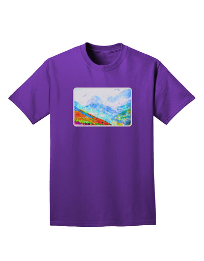 CO Fog Mountains Watercolor Adult Dark T-Shirt-Mens T-Shirt-TooLoud-Purple-Small-Davson Sales