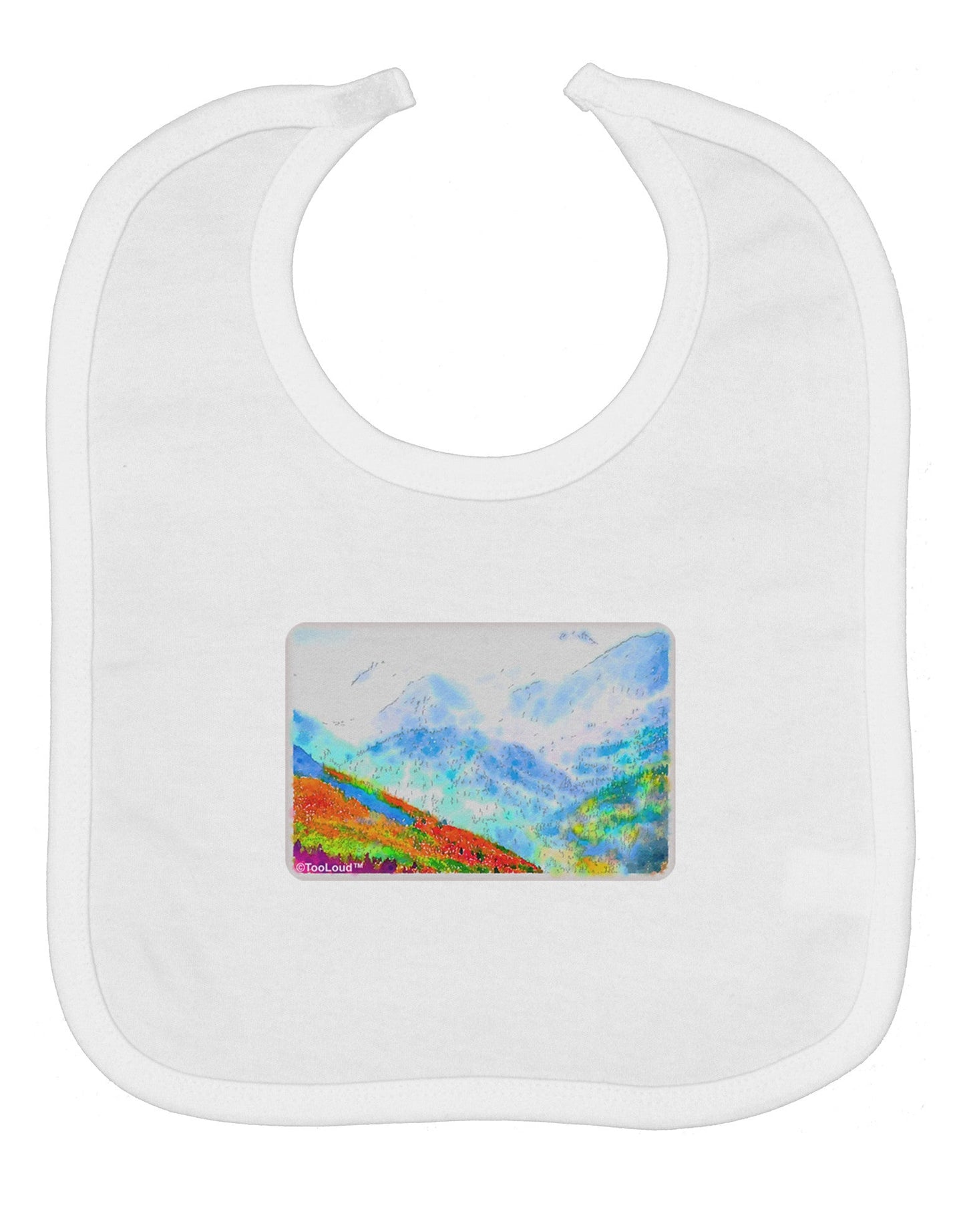 CO Fog Mountains Watercolor Baby Bib