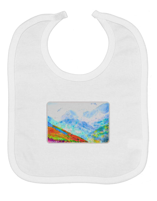 CO Fog Mountains Watercolor Baby Bib