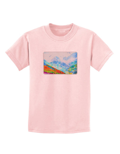 CO Fog Mountains Watercolor Childrens T-Shirt-Childrens T-Shirt-TooLoud-PalePink-X-Small-Davson Sales