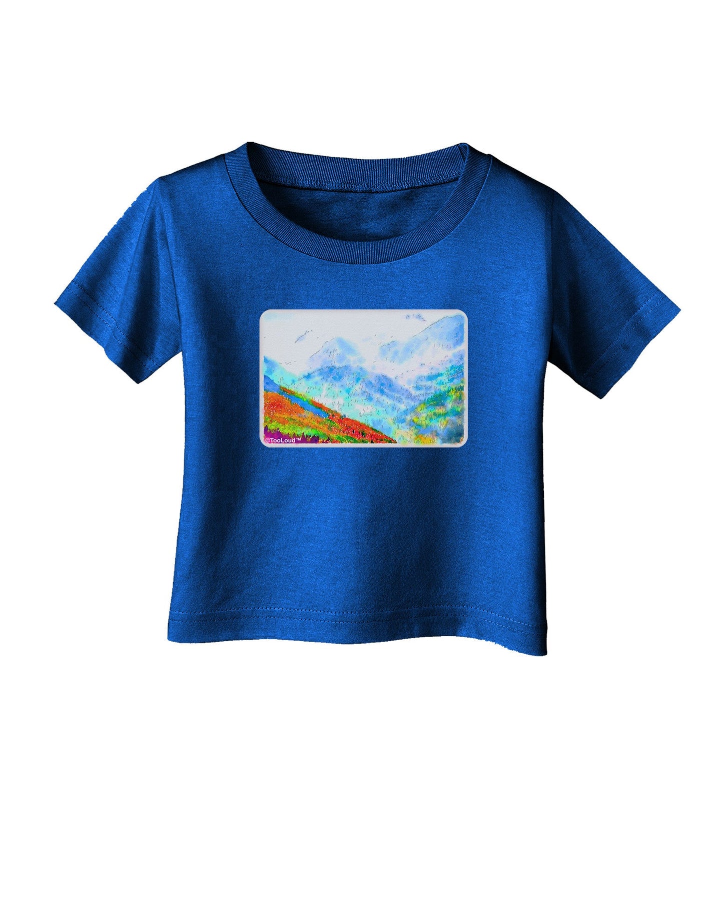 CO Fog Mountains Watercolor Infant T-Shirt Dark-Infant T-Shirt-TooLoud-Royal-Blue-06-Months-Davson Sales