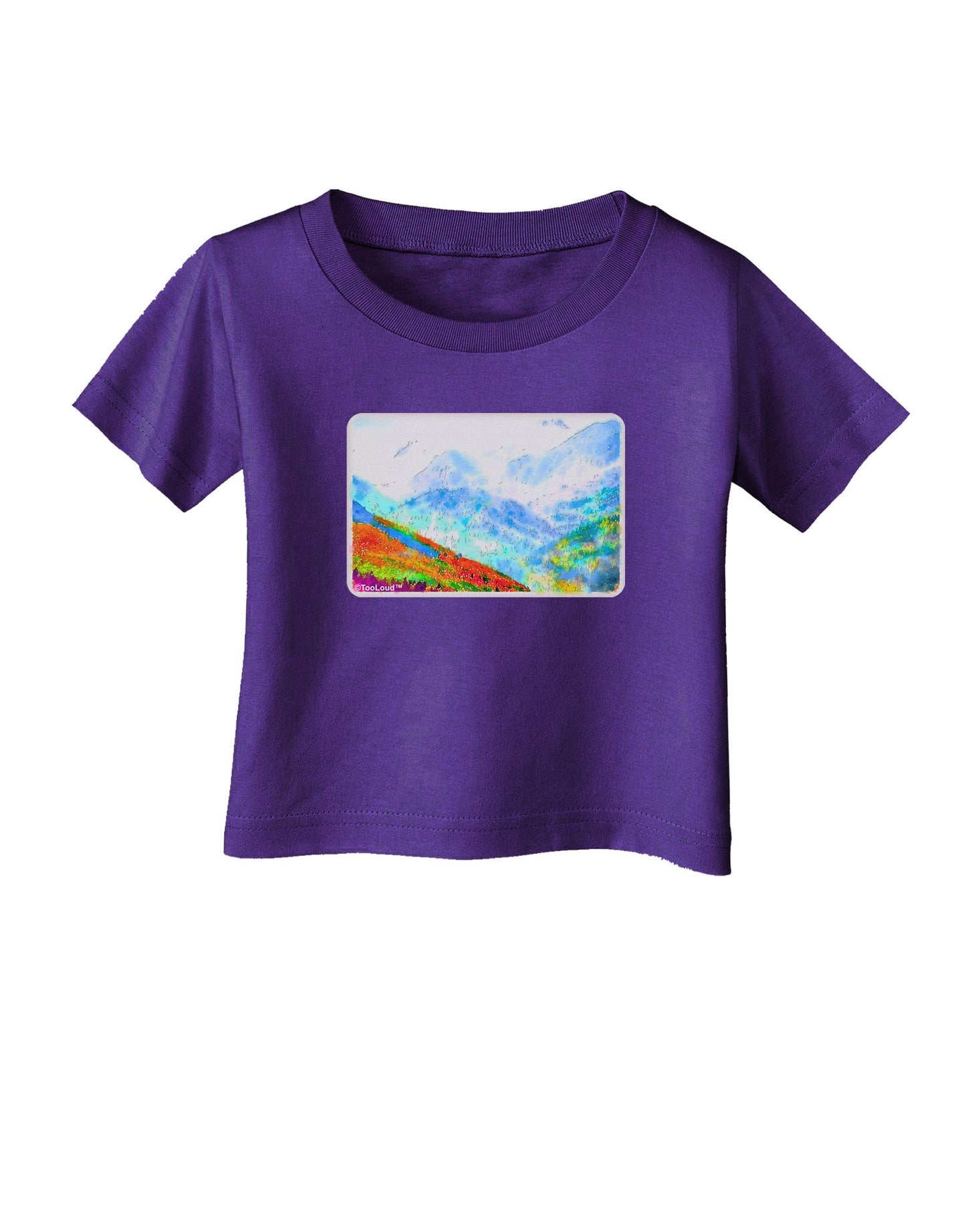 CO Fog Mountains Watercolor Infant T-Shirt Dark-Infant T-Shirt-TooLoud-Purple-06-Months-Davson Sales