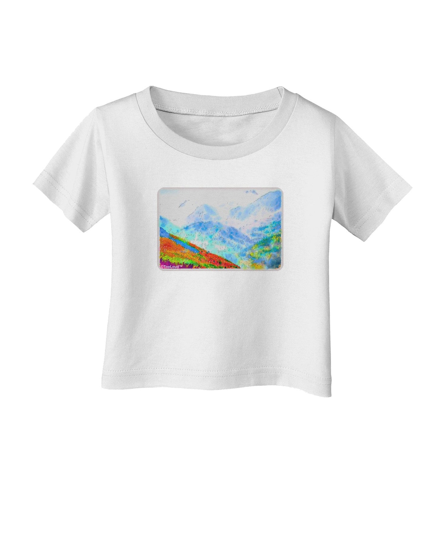 CO Fog Mountains Watercolor Infant T-Shirt-Infant T-Shirt-TooLoud-White-06-Months-Davson Sales
