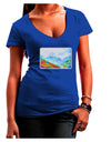 CO Fog Mountains Watercolor Juniors V-Neck Dark T-Shirt-Womens V-Neck T-Shirts-TooLoud-Royal-Blue-Juniors Fitted Small-Davson Sales