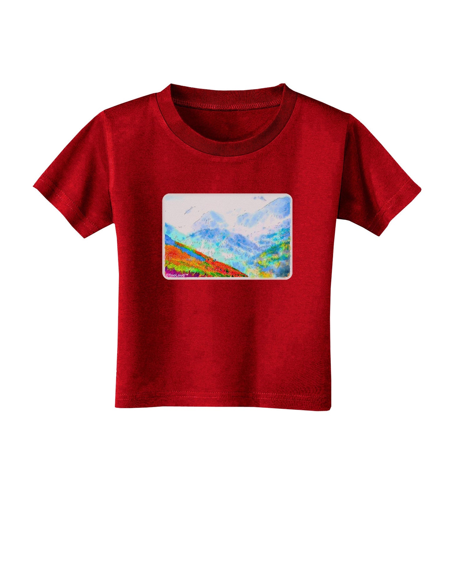 CO Fog Mountains Watercolor Toddler T-Shirt Dark-Toddler T-Shirt-TooLoud-Red-2T-Davson Sales