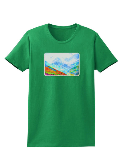 CO Fog Mountains Watercolor Womens Dark T-Shirt-TooLoud-Kelly-Green-X-Small-Davson Sales